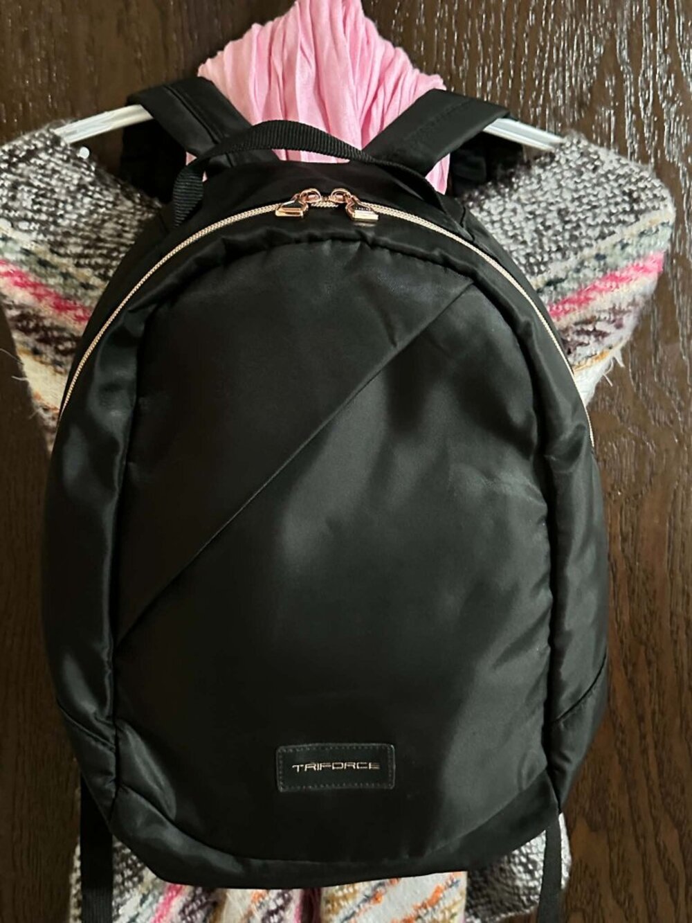 Upscale Black Elegant Small Backpack by Triforce - Rose Gold Hardware - EUC